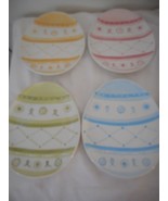 Pottery Barn Easter 8&quot; Egg Plate 4Pc Set Pink Blue Green Yellow Spring E... - $59.99