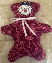 Handmade Teddy Bear Handmade Stuffed Animal Toys Cute Burgundy Print - £10.36 GBP