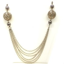 Vintage 925 Filigree Ball Multi Strand Chain Statement Necklace sz 27&quot; - £122.66 GBP