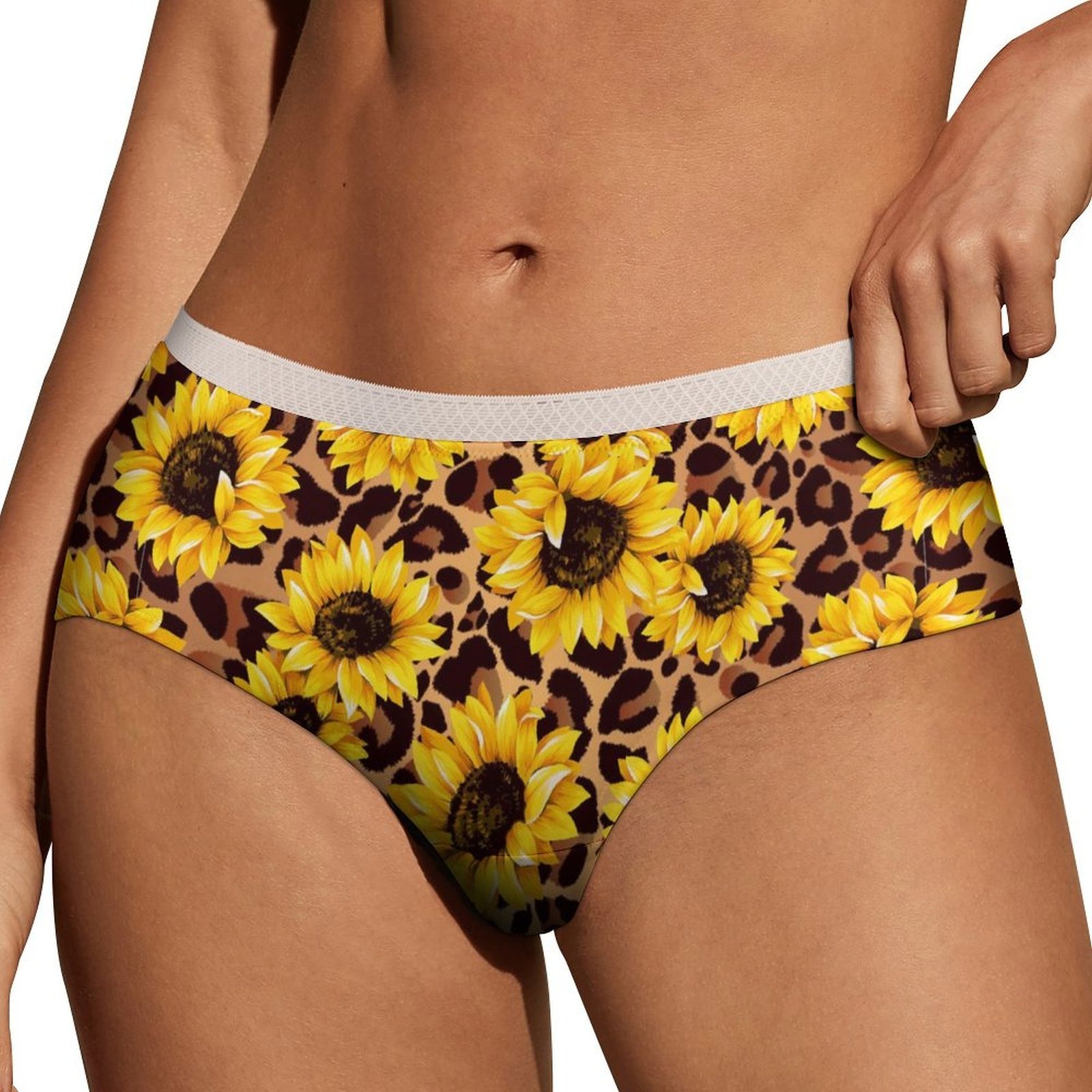Animal Sunflowers Panties for Women Lace Briefs Soft Ladies Hipster Underwear