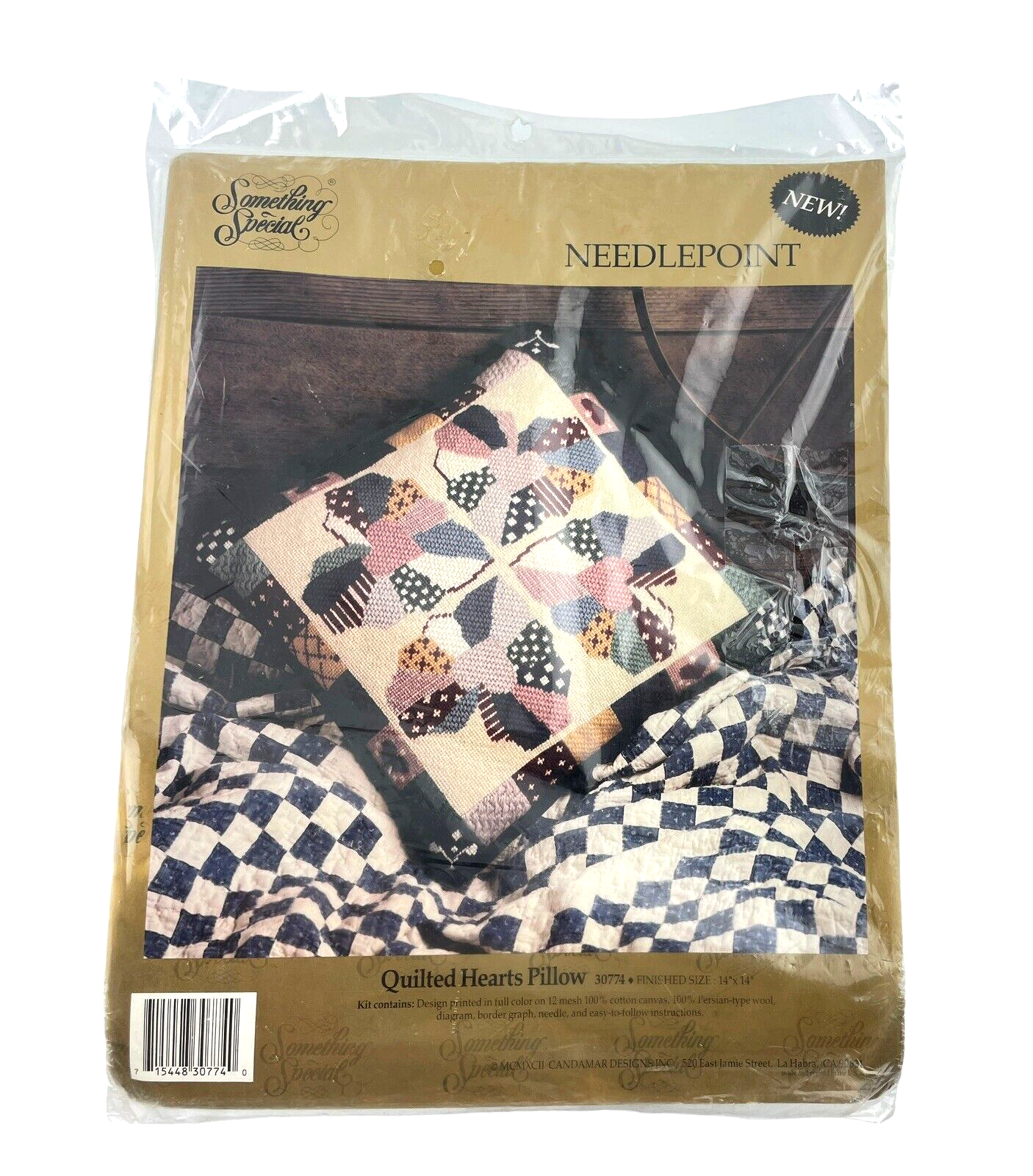 Something Special Needlepoint Quilted Hearts Pillow Front Kit 30774 14" x 14" - $28.87