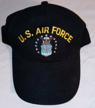 EMBROIDERED AIR FORCE CAP USAF BLACK HAT W/ AIR FORCE ON ADJUSTING BACK ... - £14.00 GBP