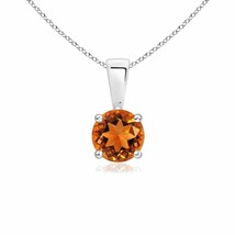 5MM Round Citrine Solitaire Pendant Necklace for Women in 14K White Gold - £278.06 GBP