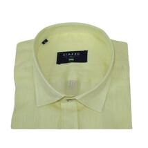 Men's Ciazzo Turkey 100% Linen Breathable Shirt Short Sleeves #Linen 22 Yellow image 6