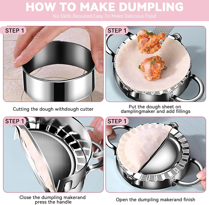 8Pcs Ravioli Mold Set- 3 Rectangle Ravioli Maker Press + Dumpling/Pasta Cutter,  Item image 5