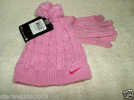  NIKE GIRLS HAT &amp; GLOVE SET, SIZE 4-6X, PINK COLOR, NWT.100% AUTHENTIC - £15.73 GBP
