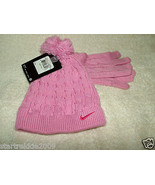  NIKE GIRLS HAT &amp; GLOVE SET, SIZE 4-6X, PINK COLOR, NWT.100% AUTHENTIC - £15.80 GBP