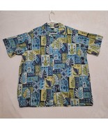 Go Barefoot Men&#39;s Hawaiian Shirt Size 2XL Blue Short Sleeve Casual - £22.68 GBP