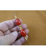 (J35-7) 12x15mm Red mother of pearl bead + gold caps pendant Necklace JE... - $403.05 MXN