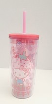 Hello Kitty Pink 20 oz Strawberry Costume Plastic Travel Tumbler - NEW - £11.64 GBP