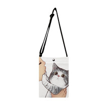 Cute Kissing Cat Print Crossbody Shoulder Bags Casual Leisure Cell Phone Bag Gir - £13.75 GBP