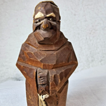 Wood Hand Carved Monk Friar Robed Folk Art Vintage Made in Canada Whittled Art - £15.74 GBP