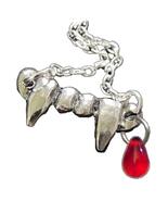 Funky True VAMPIRE FANG TEETH BLOOD NECKLACE Gothic Halloween Costume Je... - $5.91