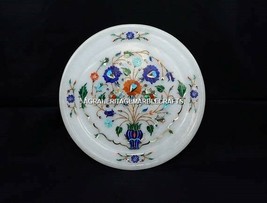 8&quot; Marble Collectible Round Plate Handmade Inlay Art Occasional Gift Dec... - £176.61 GBP