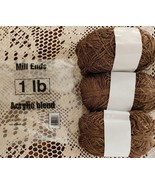 Three (3) MILL ENDS ~ 1 lb ~ BROWN ~ Acrylic ~ Yarn Skeins ~ CA13394 ~ C... - £23.53 GBP