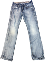 Express Jeans Rocco Blue Denim Distressed Mens Size 32x34 Slim Low Rise Straight - £14.42 GBP