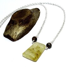 Solid 925 Sterling Silver Golden Rutile Round Natural Gemstone Necklace Jewelry - £5.47 GBP