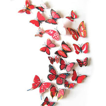 12PCS 3D RED Butterfly Wall Stickers Art Decal DIY Decor Removable Stickers - $12.37