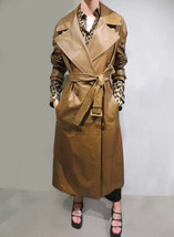 Handmade Women&#39;s Genuine Soft Lambskin Stylish Leather Trench Coat Long Designer - £134.22 GBP+