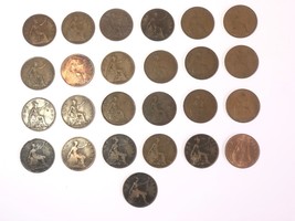 Britische Münze One Penny Lot 25 Münzen von 1900-1965 - $26.63