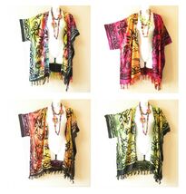 CG62 Tie Dye Cardigan Duster Kimono Dolman Hippy Jacket Cover up Top - u... - $24.90