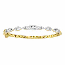 10k Yellow Gold Womens Round Diamond Bangle Fashion Bracelet 1 Cttw - £1,209.37 GBP