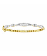 10k Yellow Gold Womens Round Diamond Bangle Fashion Bracelet 1 Cttw - £1,183.09 GBP