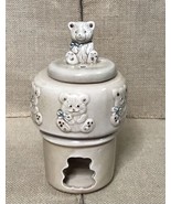 Vintage Beige Ceramic Teddy Bear Wax Warmer Candle Holder Cottage Core K... - £13.35 GBP