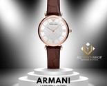 Emporio Armani Damen-Armbanduhr mit Quarz-Lederarmband und silbernem... - $129.22