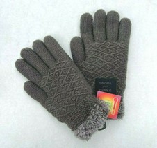 Womens Winter Warm Diamond Knit Glove with Cozy lining Thick Soft Dark Gray - $11.29
