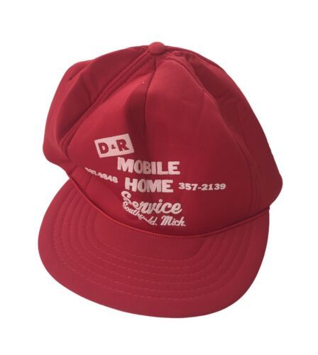 Vintage D&amp;R Mobile Home Service Red Snapback Hat - Southfield, Michigan - $8.60