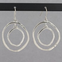 Retired Silpada Sterling ROUND &amp; ROUND Wavy Double Circles Dangle Earrin... - £39.90 GBP