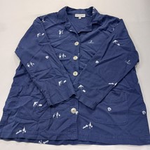 Vintage David Dart Sport N6B609 Women's Medium Blue Front Button Jacket Blouse image 15