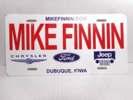 MIKE FINNIN CHRYSLER FORD JEEP DUBUQUE, IOWA Plastic Dealer License Plate - £11.00 GBP