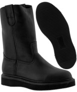 Mens Black Construction Work Shoes Real Leather Boots Comfort Soft Toe - £47.95 GBP