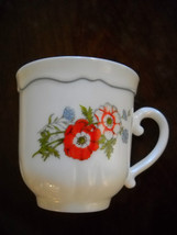 * 10 Arcopal France Vintage Milk Glass Cup Orange Flower Design Coffee Tea - $29.40