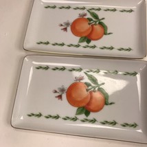 Vtg Otagiri Japan Trinket Trays Lot of 3 Peach Fruit Papel 9&quot; x 5&quot; farm decor - £15.50 GBP