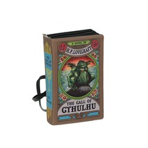 Brown Vinyl Call Of Cthulhu Lovecraft Book Handbag Clutch Purse Crossbod... - $43.55