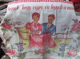 &quot;&quot;Hungarian Courting Couple - Vintage Tea Towel - Mit Tegyek Hogy Vegre.... - £10.16 GBP