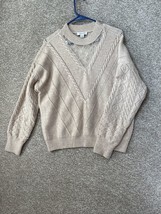 Calligraphie Woman’s Brown Knit Pullover Sweater Floral Lace Accent Size XL - $23.99