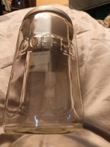 Hoosier Cabinet Clear Glass 12 Panel Embossed Coffee Jar w Lid  7&quot;  tall - $37.40