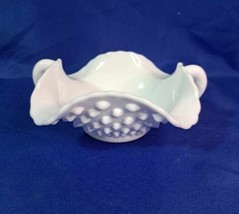 Fenton Hobnail Milk Glass Fluted Candy Dish 7.5”W x 2.5&#39;&#39;H with 2 Handles - £13.42 GBP