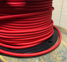 Red Nylon Cloth Covered 3-Wire Round Cord, Vintage Pendant Lights, Flex ... - $1.67