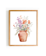 Watercolor Flowers Vase Wallart Floral Home Decor Poster - Digital Download - $1.19