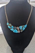 Sterling Silver Statement Bib Turquoise Necklace  - £182.51 GBP
