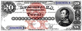Currency Bank Note Poster -  US $20.00 Dollar (1880) - Canvas Poster 10&quot;... - $19.99