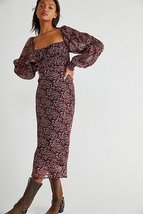 Free People Aglow Cutout Puffed-Sleeve Midi Dress, Size Small - £67.14 GBP