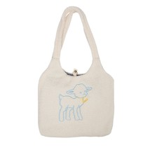 Women Lamb Like Fabric Shoulder Bag Simple Canvas Handbag Tote Large Capacity Em - £18.09 GBP