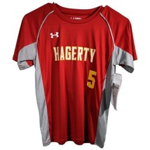 Kids Hagerty Baseball Jersey Size Youth Medium Red # 5 Under Armour Shirt - £15.71 GBP