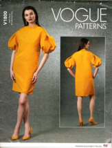 Vogue V1800 Misses L to XXL Puff Sleeve Dress Uncut Sewing Pattern New - £18.24 GBP